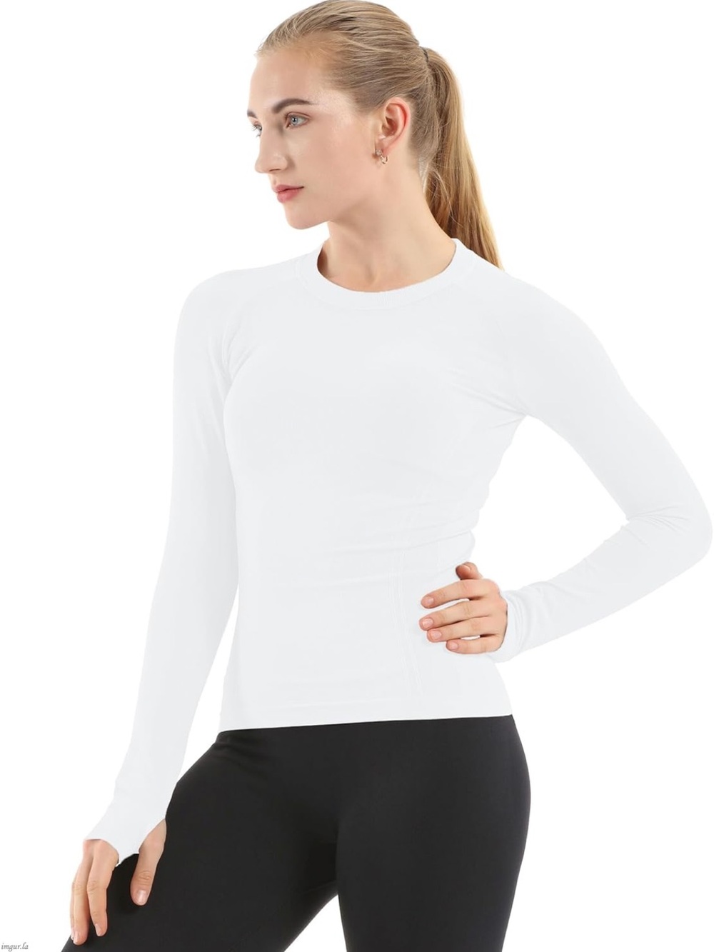 MathCat white seamless long sleeve compression workout top - small